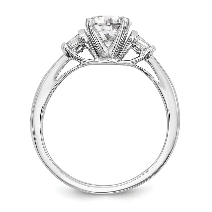 018ct CZ Solid Real 14K White Gold Peg Set Engagement Ring Goldia Rings