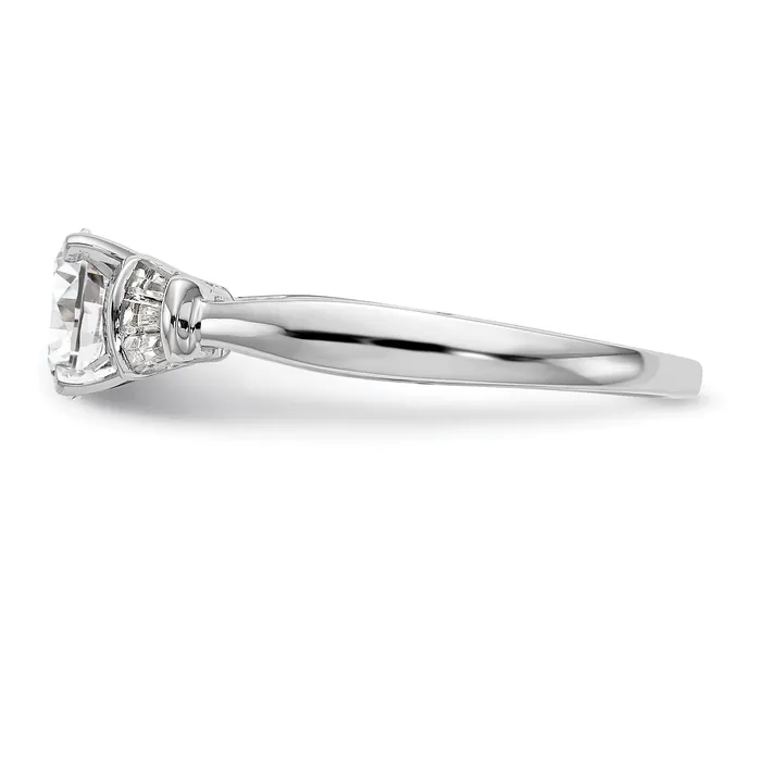 018ct CZ Solid Real 14K White Gold Peg Set Engagement Ring Goldia Rings