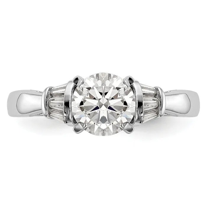 018ct CZ Solid Real 14K White Gold Peg Set Engagement Ring Goldia Rings