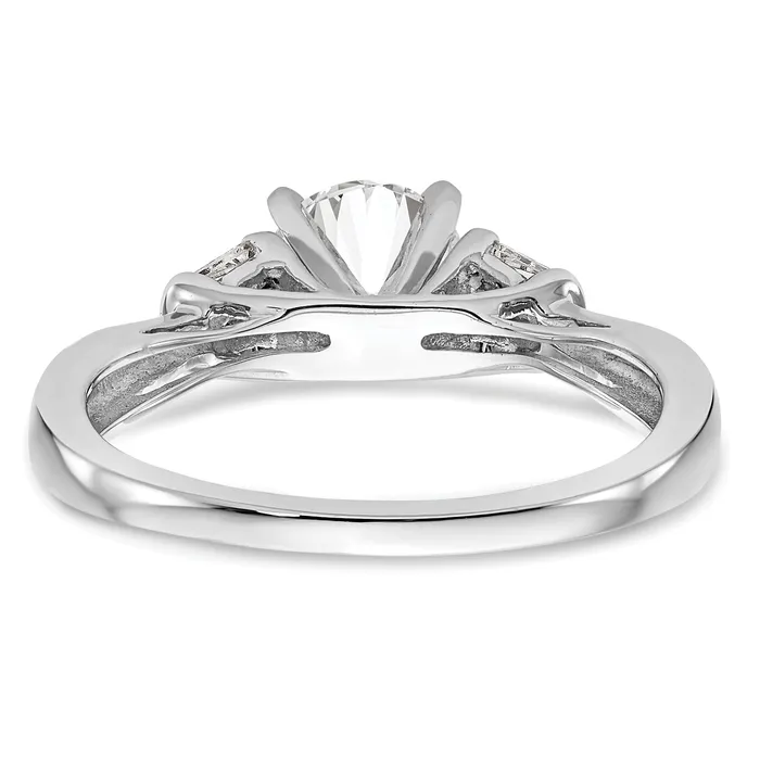 018ct CZ Solid Real 14K White Gold Peg Set Engagement Ring Goldia Rings