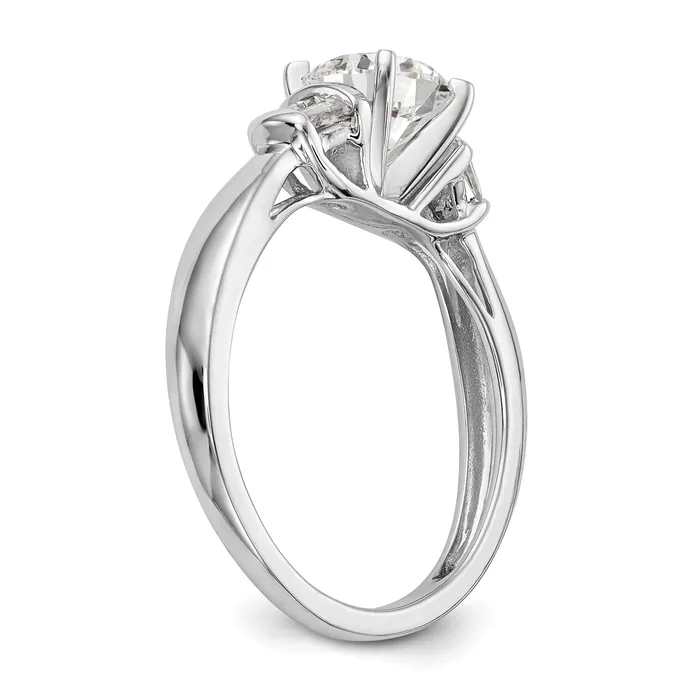 018ct CZ Solid Real 14K White Gold Peg Set Engagement Ring Goldia Rings