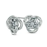 02 CT TW Diamond Frame Love Knot Stud Earrings in Sterling Silver Goldia Earrings 02 CT TW Diamond Frame Love Knot Stud Earrings in Sterling Silver Goldia Earrings
