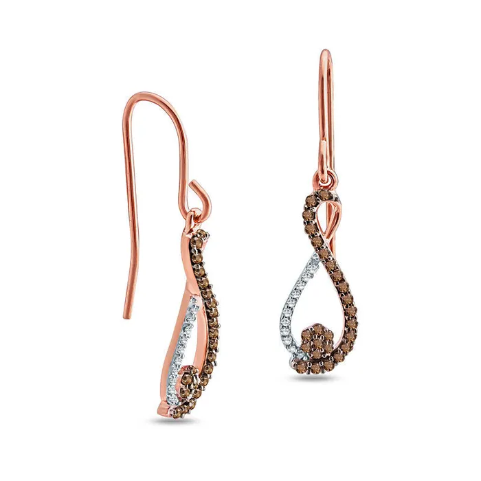 025 CT TW Composite Champagne and White Diamond Infinity Drop Earrings in 10K Rose Gold Goldia Earrings 025 CT TW Composite Champagne and White Diamond Infinity Drop Earrings in 10K Rose Gold Goldia Earrings