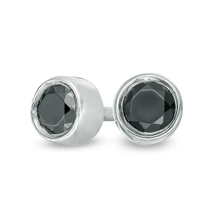 025 CT TW Enhanced Black Diamond BezelSet Solitaire Stud Earrings in 10K White Gold Goldia Earrings 025 CT TW Enhanced Black Diamond BezelSet Solitaire Stud Earrings in 10K White Gold Goldia Earrings