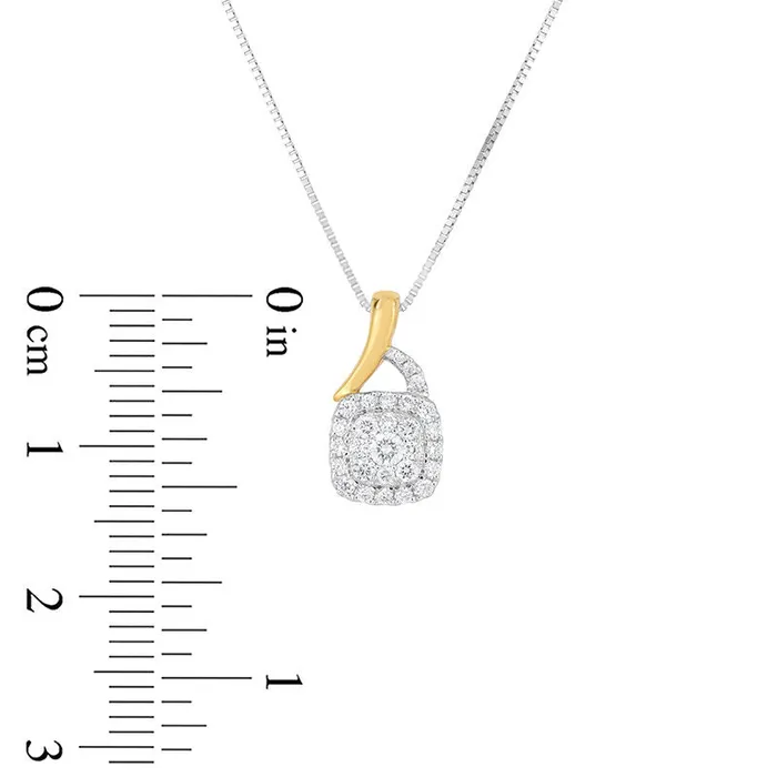 025 CT TW Natural Diamond Double Cushion Frame Pendant in 10K TwoTone Gold Goldia Necklaces 025 CT TW Natural Diamond Double Cushion Frame Pendant in 10K TwoTone Gold Goldia Necklaces