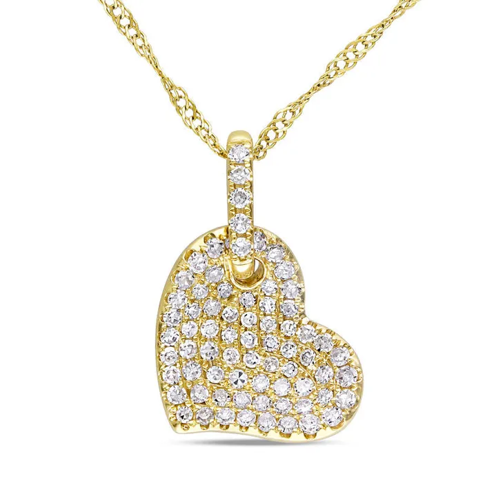 025 CT TW Natural Diamond Tilted Heart Pendant in 14K Gold 17 Goldia Necklaces 025 CT TW Natural Diamond Tilted Heart Pendant in 14K Gold 17 Goldia Necklaces