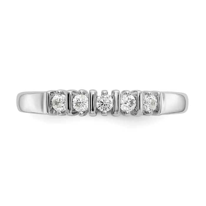 025ct CZ Solid Real 14K White Gold 5Stone Wedding Band Ring Goldia Rings