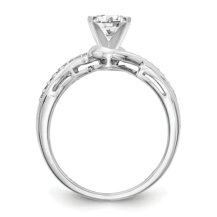 025ct CZ Solid Real 14k White Gold Peg Set CrissCross Engagement Ring Goldia Rings
