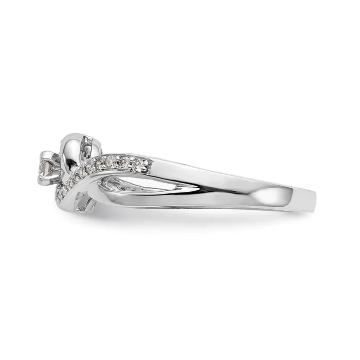 025ct CZ Solid Real 14k White Gold Peg Set CrissCross Engagement Ring Goldia Rings