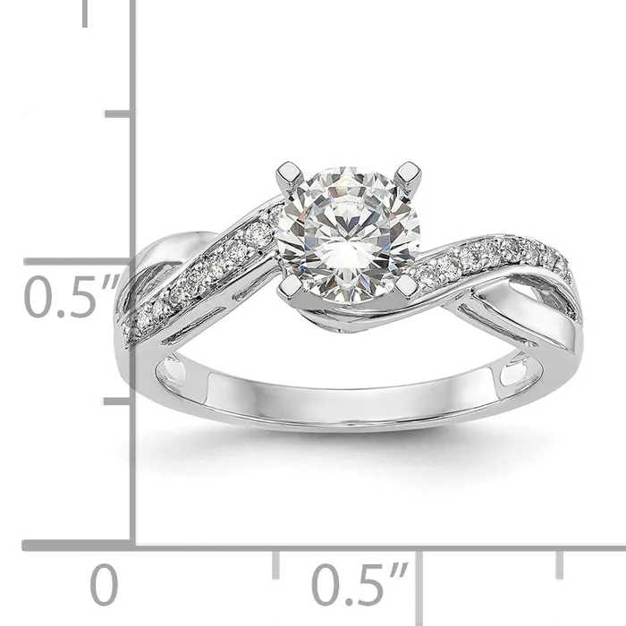 025ct CZ Solid Real 14k White Gold Peg Set CrissCross Engagement Ring Goldia Rings