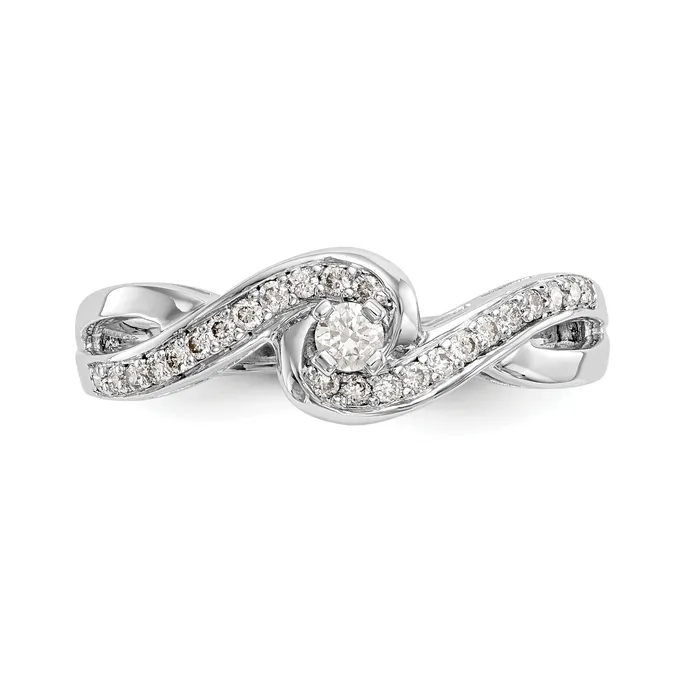 025ct CZ Solid Real 14k White Gold Peg Set CrissCross Engagement Ring Goldia Rings