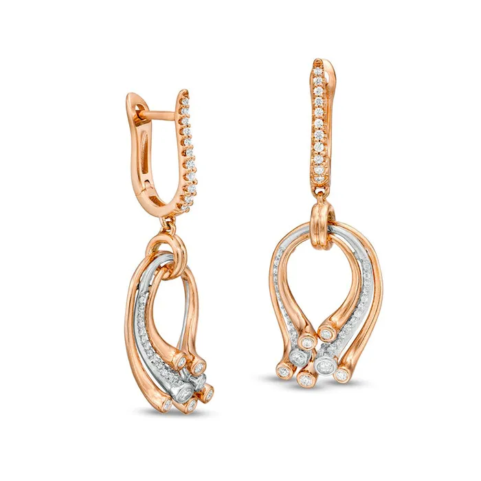 033 CT TW Diamond Layered Teardrop Earrings in 10K TwoTone Gold Goldia Earrings 033 CT TW Diamond Layered Teardrop Earrings in 10K TwoTone Gold Goldia Earrings