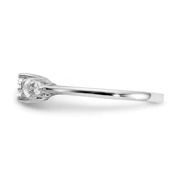 045ct CZ Solid Real 14k White Gold 3Stone Plus Engagement Ring Goldia Rings