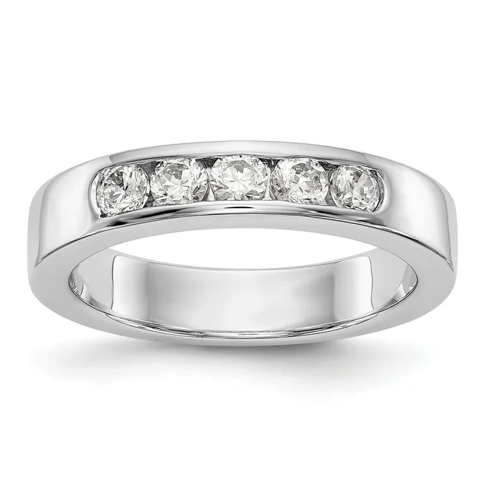 047ct CZ Solid Real 14K White Gold 5Stone Channel Wedding Band Ring Goldia Rings 047ct CZ Solid Real 14K White Gold 5Stone Channel Wedding Band Ring Goldia Rings