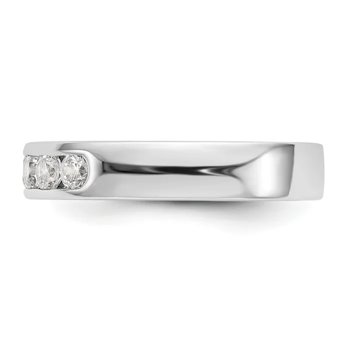047ct CZ Solid Real 14K White Gold 5Stone Channel Wedding Band Ring Goldia Rings