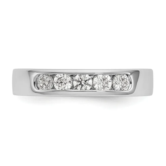047ct CZ Solid Real 14K White Gold 5Stone Channel Wedding Band Ring Goldia Rings