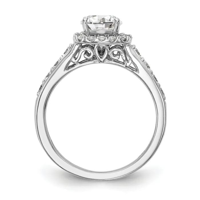 053ct CZ Solid Real 14K White Gold Peg Set Cushion Halo Engagement Ring Goldia Rings