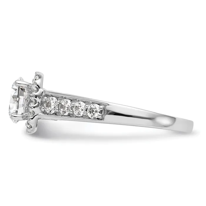 053ct CZ Solid Real 14K White Gold Peg Set Cushion Halo Engagement Ring Goldia Rings