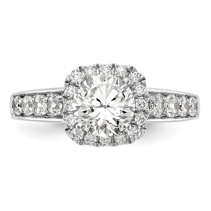 053ct CZ Solid Real 14K White Gold Peg Set Cushion Halo Engagement Ring Goldia Rings