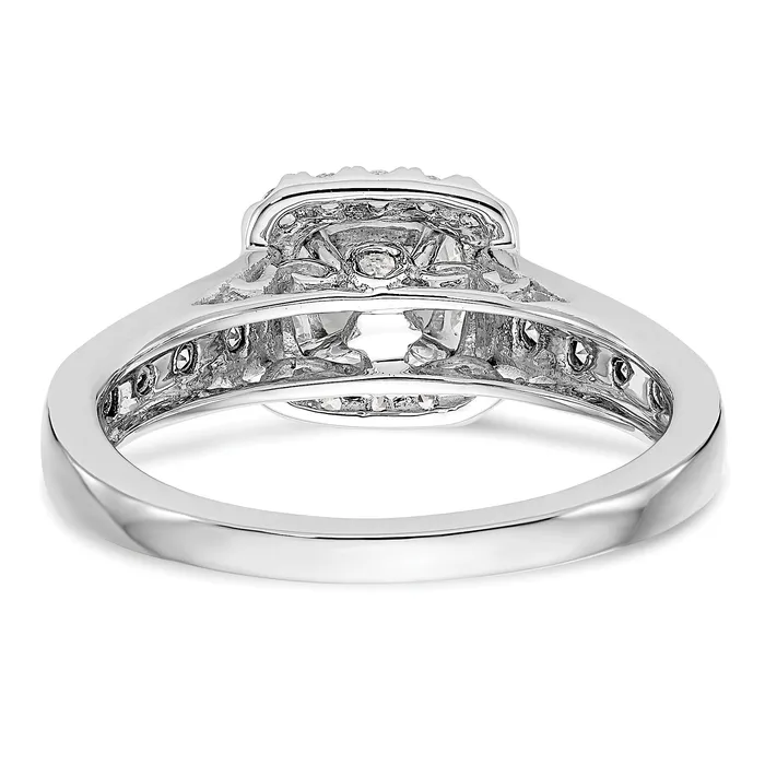 053ct CZ Solid Real 14K White Gold Peg Set Cushion Halo Engagement Ring Goldia Rings
