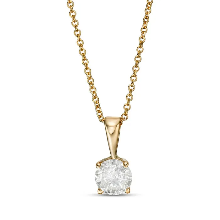 063 CT Natural Clarity Enhanced Solitaire Pendant in 10K Yellow Gold II3 Goldia Necklaces 063 CT Natural Clarity Enhanced Solitaire Pendant in 10K Yellow Gold II3 Goldia Necklaces