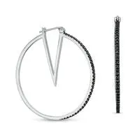063 CT TW Enhanced Black Diamond Hoop Earrings in Sterling Silver Goldia Earrings 063 CT TW Enhanced Black Diamond Hoop Earrings in Sterling Silver Goldia Earrings