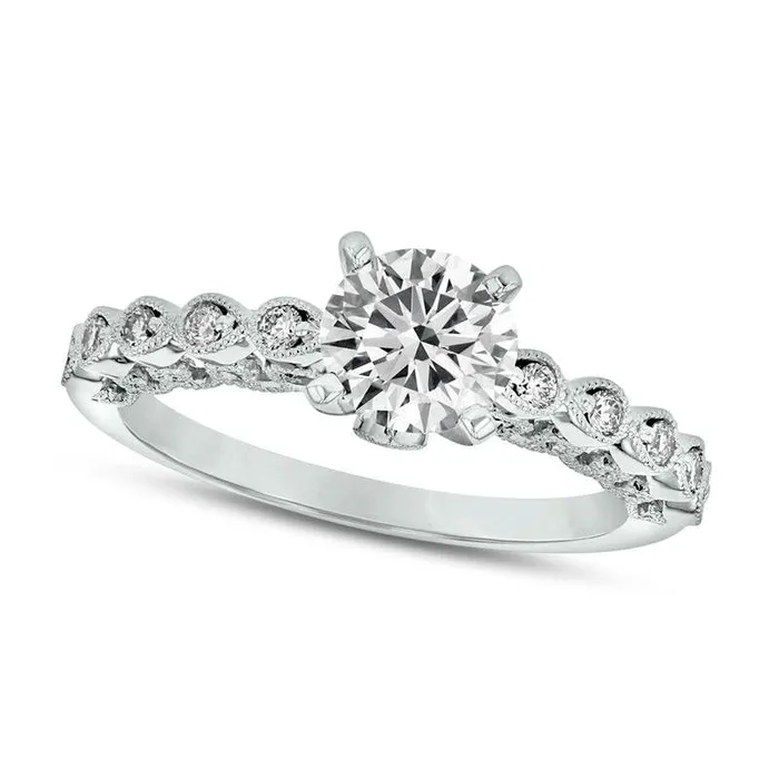 075 CT TW Natural Diamond Teardrop Shank Antique VintageStyle Engagement Ring in Solid 14K White Gold Goldia Rings 075 CT TW Natural Diamond Teardrop Shank Antique VintageStyle Engagement Ring in Solid 14K White Gold Goldia Rings