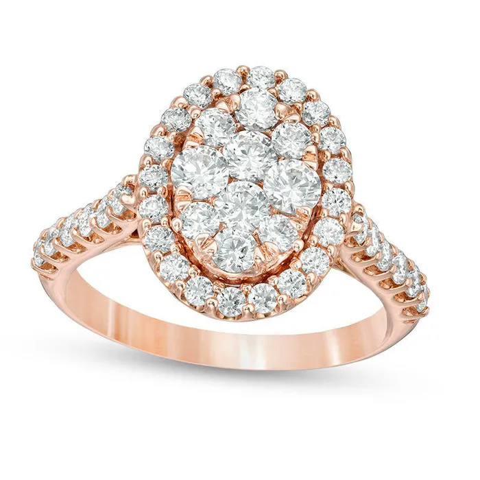 15 CT TW Composite Natural Diamond Oval Frame Engagement Ring in Solid 14K Rose Gold Goldia Rings 15 CT TW Composite Natural Diamond Oval Frame Engagement Ring in Solid 14K Rose Gold Goldia Rings