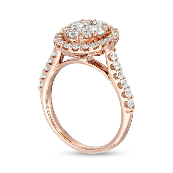 15 CT TW Composite Natural Diamond Oval Frame Engagement Ring in Solid 14K Rose Gold Goldia Rings 15 CT TW Composite Natural Diamond Oval Frame Engagement Ring in Solid 14K Rose Gold Goldia Rings