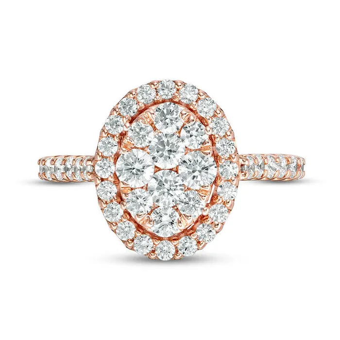 15 CT TW Composite Natural Diamond Oval Frame Engagement Ring in Solid 14K Rose Gold Goldia Rings 15 CT TW Composite Natural Diamond Oval Frame Engagement Ring in Solid 14K Rose Gold Goldia Rings