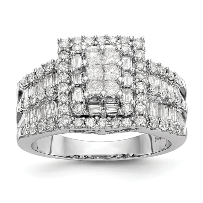 150ct CZ Solid Real 14K White Gold Complete Cluster Engagement Ring Goldia Rings 150ct CZ Solid Real 14K White Gold Complete Cluster Engagement Ring Goldia Rings