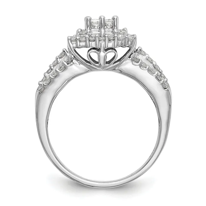 150ct CZ Solid Real 14K White Gold Complete Cluster Engagement Ring Goldia Rings
