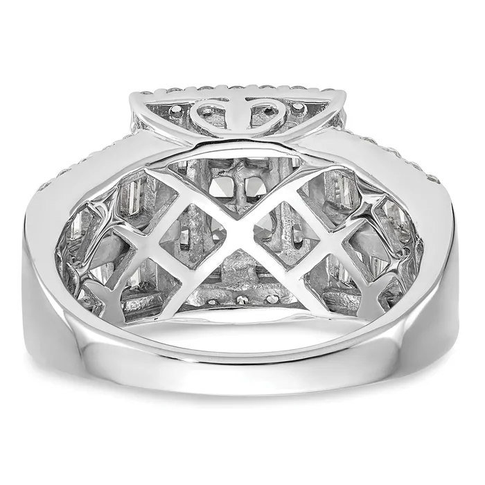 150ct CZ Solid Real 14K White Gold Complete Cluster Engagement Ring Goldia Rings