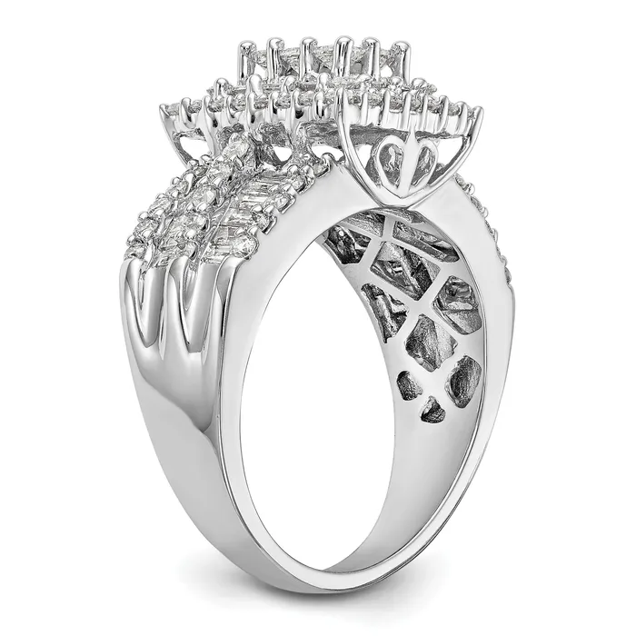 150ct CZ Solid Real 14K White Gold Complete Cluster Engagement Ring Goldia Rings