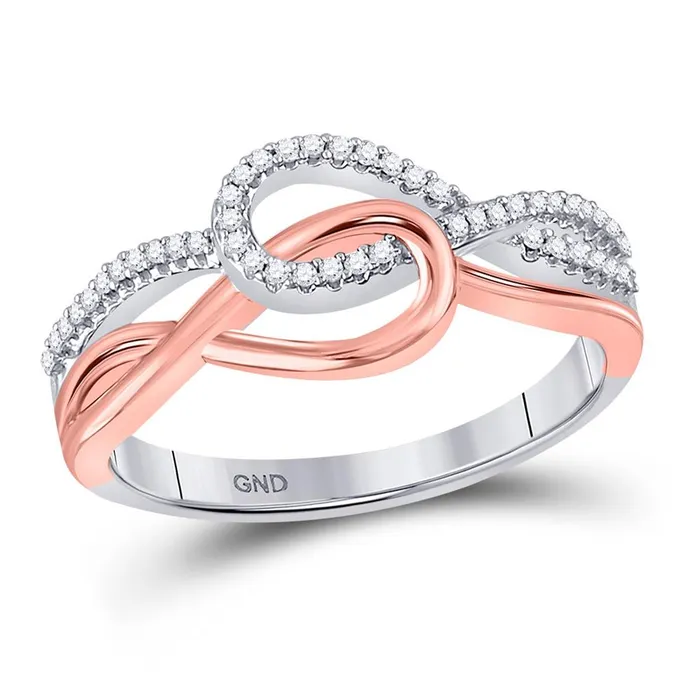 10k Twotone Gold Round Diamond Linked Knot Band Ring 18 Cttw gndatlanta Rings 10k Twotone Gold Round Diamond Linked Knot Band Ring 18 Cttw gndatlanta Rings