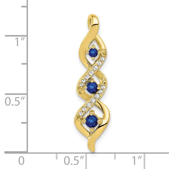 10K Yellow Gold Real Diamond and 26 Sapphire 3stone Twisted Chain Slide Goldia Necklaces