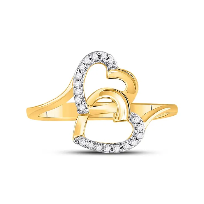 10k Yellow Gold Round Diamond Double Heart Ring 112 Cttw gndatlanta Rings 10k Yellow Gold Round Diamond Double Heart Ring 112 Cttw gndatlanta Rings