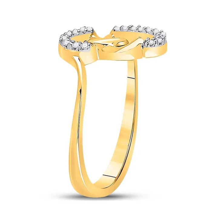 10k Yellow Gold Round Diamond Double Heart Ring 112 Cttw gndatlanta Rings