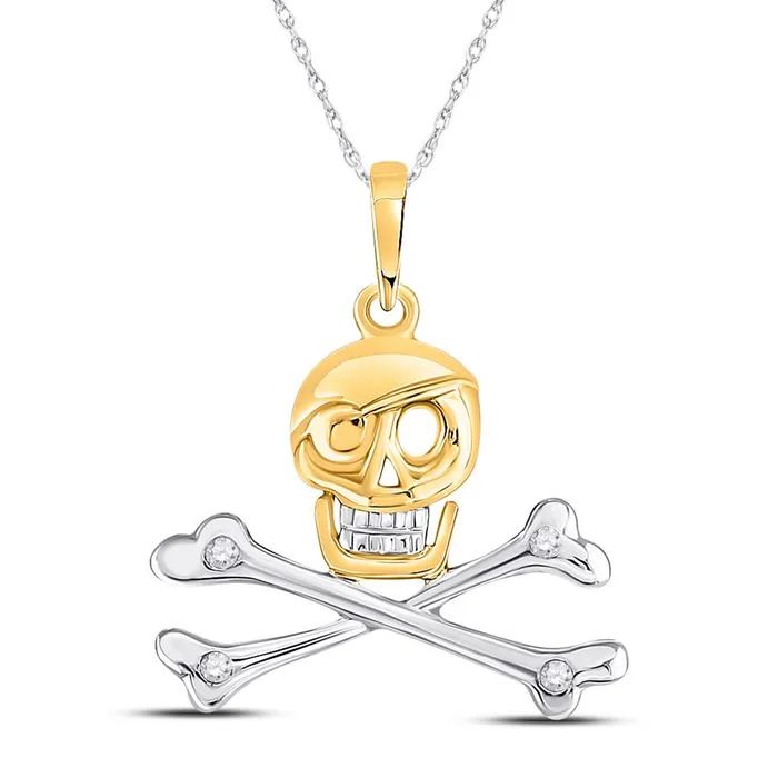 10k Yellow Gold Round Diamond Skull Crossbones Pirate Fashion Pendant 02 Cttw gndatlanta Necklaces 10k Yellow Gold Round Diamond Skull Crossbones Pirate Fashion Pendant 02 Cttw gndatlanta Necklaces