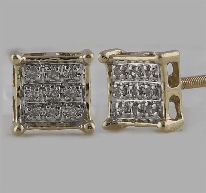 10k Yellow Gold Round Diamond Square Earrings 120 Cttw gndatlanta Earrings