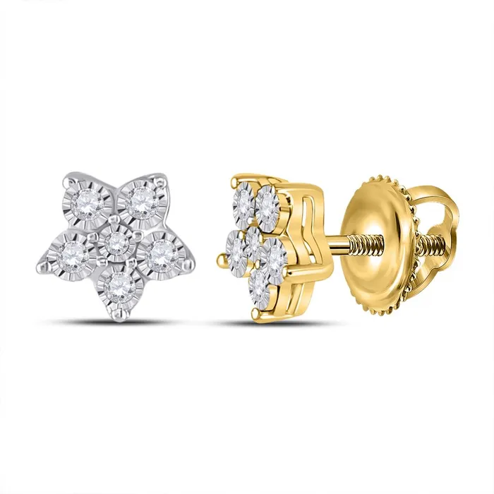 10k Yellow Gold Round Diamond Star Earrings 18 Cttw gndatlanta Earrings