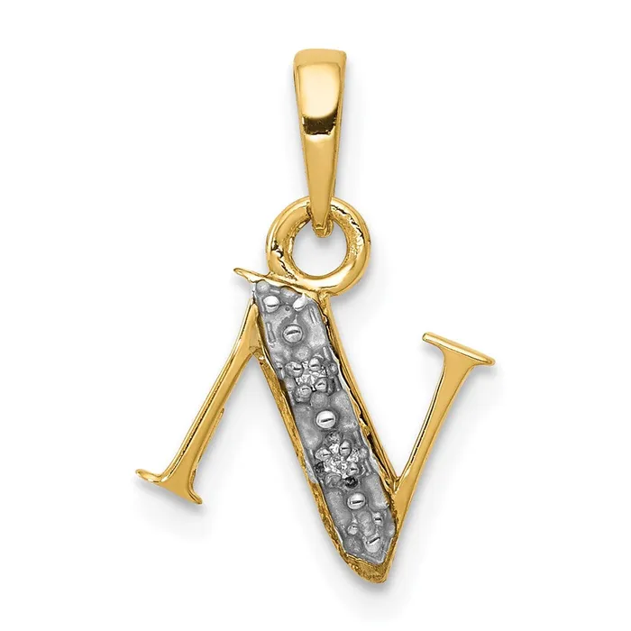14k and Rhodium Polished 01ct Diamond Initial N Charm Goldiacom Charm Necklaces 14k and Rhodium Polished 01ct Diamond Initial N Charm Goldiacom Charm Necklaces