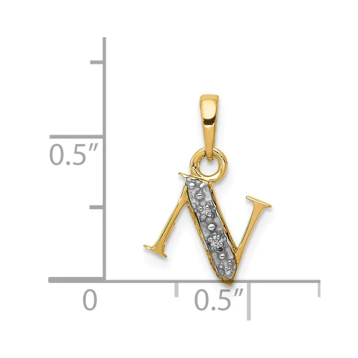 14k and Rhodium Polished 01ct Diamond Initial N Charm Goldiacom Charm Necklaces