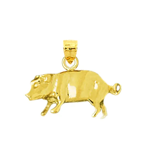 14K Gold 3D Pig Charm Goldia Charm Necklaces