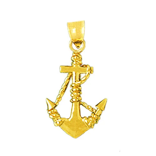 14K Gold 3D Ship Anchor Charm Goldia Charm Necklaces
