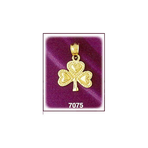 14K Gold Shamrock with Hearts Charm Goldia Charm Necklaces