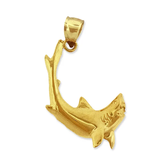 14K Gold Shark with Jaws Opened Pendant Goldia Necklaces