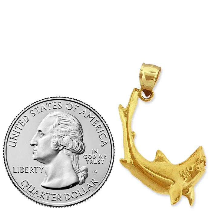 14K Gold Shark with Jaws Opened Pendant Goldia Necklaces