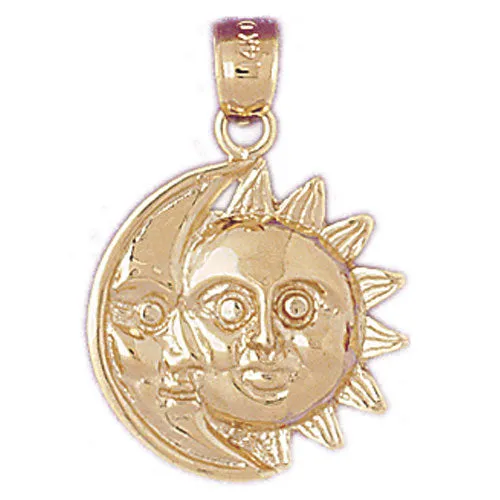 14K Gold Sun and Moon Pendant Goldia Necklaces