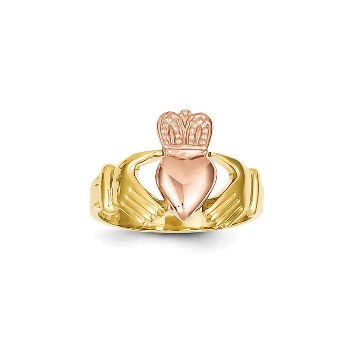 14k Mens TwoTone Gold Claddagh Ring Goldia Rings